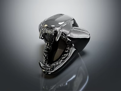 Elegant Decorative Metallic Panther Head Ornament Decoration Set With Shiny Finish 3d model