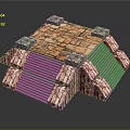Stacked Red Brick Scene Structure With Orange Brick Surface Gray Blocks And Metal Panels