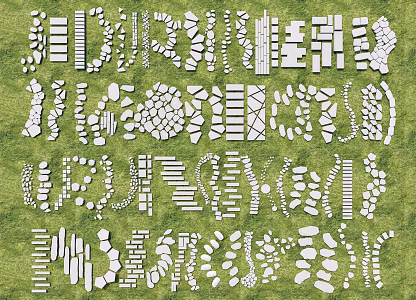 Modern Slab Road Ting Stone Tau Green Slab Road Landscape Garden Road Garden Paving Trail Gravel Trail 3d model