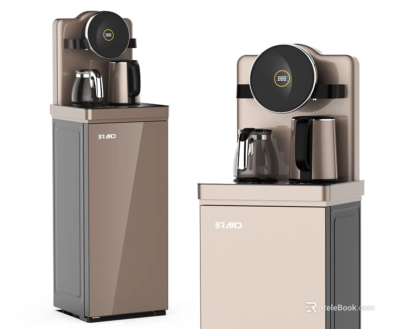 Modern Gold And Beige Water Dispenser Appliances With Sleek Design And Kettle For Daily Use 3d model 