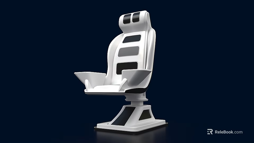 White Modern Ergonomic Seat With Black Accents And Sturdy Base Design 3d model 