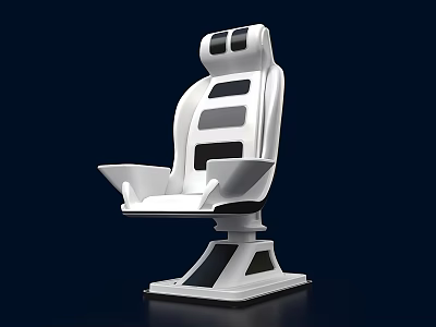 White Modern Ergonomic Seat With Black Accents And Sturdy Base Design 3d model