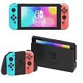 Nintendo Switch Portable Entertainment Console With Colorful Joy Con Controllers And Game Card Case
