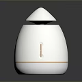 Sleek White Egg Shaped Computer Desktop Accessory With Golden Accent Lines And Compact Design 3d model