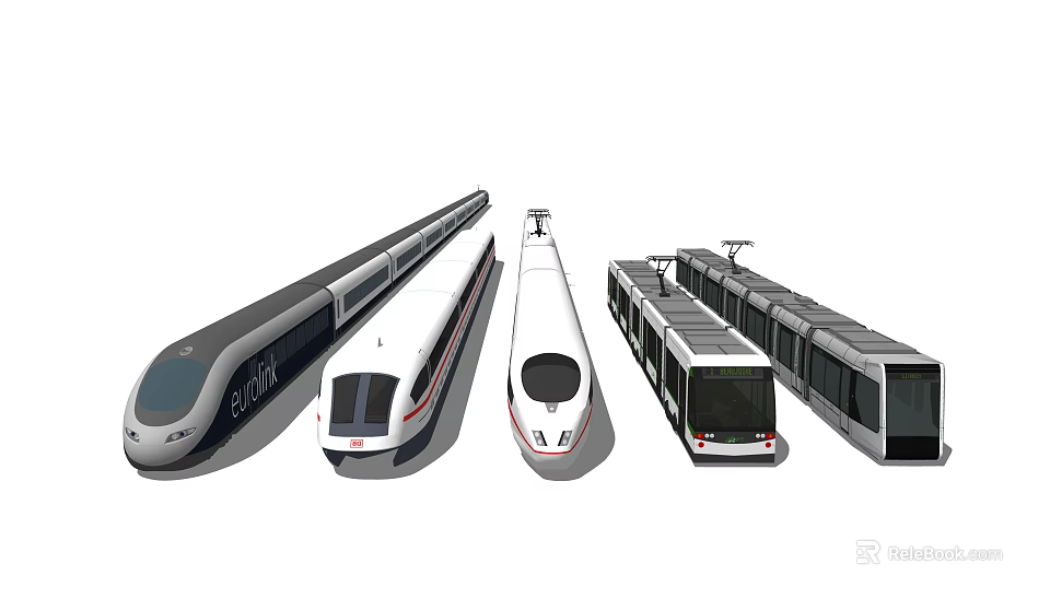 Modern High-Speed Train Models Featuring Sleek Design And Aerodynamic Exterior Shapes 3d model 
