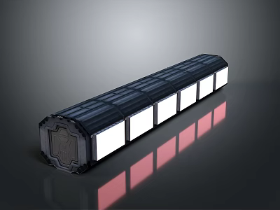 Futuristic Train With Illuminated Panels And Reflection 3d model