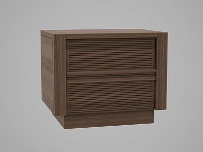 Modern Wooden Bedside Table With Two Drawers And Vertical Stripes Design 3d model