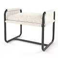 Modern Ottoman with Black Metal Frame Beige Padded Seat and Armrests