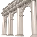 Classical Stone Architectural Structure with Arched Doorways Columns and Balustrade 3d model