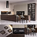Modern Kitchen Interior With Dark Wooden Cabinets Island Counter And Appliances
