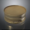 Vintage Gold Round Box With Intricate Carved Patterns And Clasp Closure