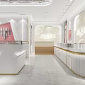Modern Jewelry Store Interior Design With White Display Cases Counters And Bright Lighting 3d model