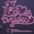 Pink Neon Lamp Combination Featuring Love You Design For Dark Background Decorative Lighting