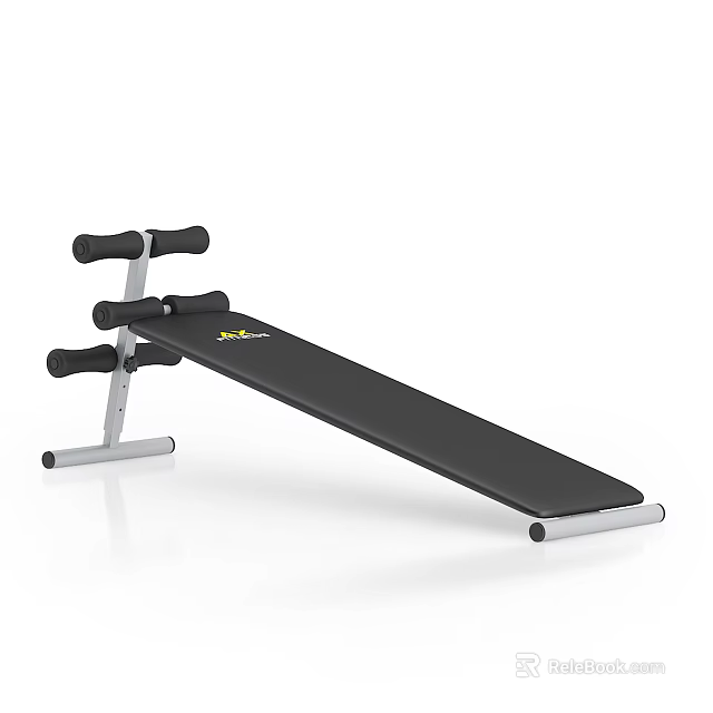 Fitness Exercise Bench With Black Padded Surface And Metal Frame For Home Workouts 3d model 