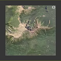 3D Terrain Model Featuring Mountain Ranges Green Vegetation And Small Lakes With Snowy Rock Textures