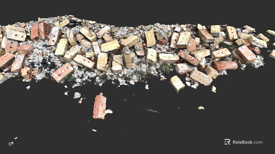 Garden Landscape Design With Brick And Crushed Stone For Pathway Decoration 3d model 