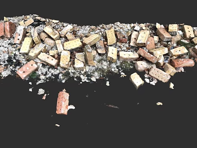 Garden Landscape Design With Brick And Crushed Stone For Pathway Decoration 3d model