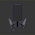 Industrial Mechanical Weapon 3D Model With Metal Frame Spring And Blue Straps Design