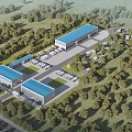 Bird's-eye view of modern factory building 3d model