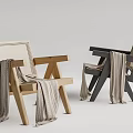 Stylish Contrasting Leisure Chairs with Woven Backrest Wooden Frame and Blankets