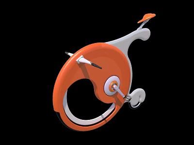 Orange and White Modern Bicycle with Sleek Circular Frame and Innovative Design Structure 3d model