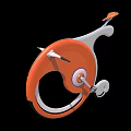 Orange and White Modern Bicycle with Sleek Circular Frame and Innovative Design Structure