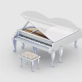 White Grand Piano Entertainment Appliance With Matching Stool And Elegant Design Elements