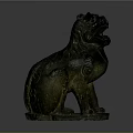Traditional Bronze Mythical Beast Sculpture Featuring Intricate Carved Patterns And Seated Stance