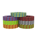Colorful Woven Rings Stacked With Multiple Bright Colors And Intricate Patterns