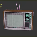 Vintage Electronic Appliance Retro Television With Wooden Case Antenna And Knobs