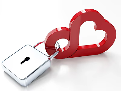 Red Heart Shaped Design Connected With Silver Padlock On White Background 3d model