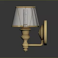 Wall Lamp Furniture With Golden Accents Pleated White Lampshade And Black Mounting Plate