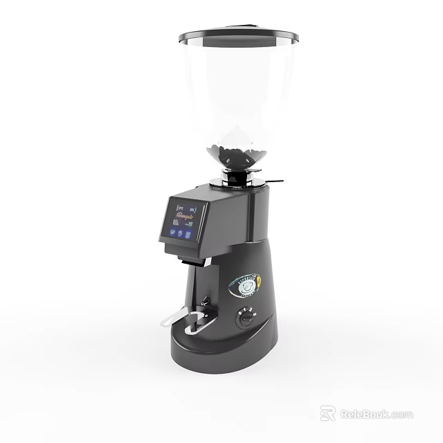 Modern Black Coffee Grinder Kitchen Appliance With Digital Display And Control Panel 3d model 