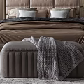 Modern Background Double Bed Double Bed Combination 3d model