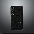 Luxury Phone Case With Crocodile Texture Golden Border Red Accents And Metal Decorations