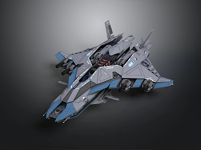 Futuristic Cosmic Spaceship Featuring Gray Blue Aerodynamic Design And Advanced 3d model