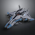 Futuristic Cosmic Spaceship Featuring Gray Blue Aerodynamic Design And Advanced
