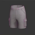 Gray Cargo Shorts With Multiple Pockets And Front Button Closure For Casual Wear 3d model