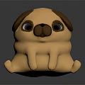 Cute Pug Dog Doll With Light Brown Body Dark Brown Ears And Sitting Posture
