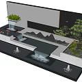 Modern Water Feature Fountain With Rockery Green Plants And Lighting