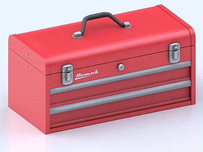 Red Homak Toolbox with Black Handle Silver Latches and Drawer Storage Design 3d model