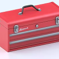 Red Homak Toolbox with Black Handle Silver Latches and Drawer Storage Design