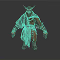 Mythical Horned Man Wearing Fur Cloak With Leather Bracers And Belt