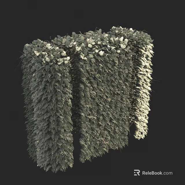 Decorative Vertical Garden Wall With Green Plants And White Flowers 3d model 