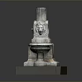 Vintage Stone Fountain With Ornate Lion Head Design And Pedestal Basin