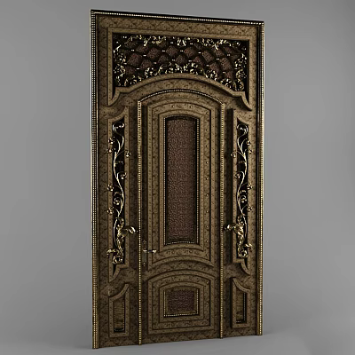 Elegant Ornate Carved Entrance Door With Intricate Patterns And Decorative Details 3d model