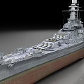 Large Military Warship With Main Turrets Superstructure Deck And Armored Hull