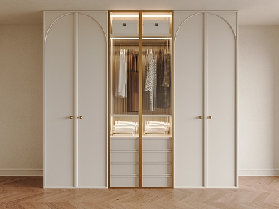 French Cream Style Wardrobe Custom Wardrobe Storage Cabinet Door Glass Cabinet Door Clothes Cabinet Door Handle 3d model