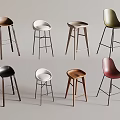 Modern Bar Chair Bar Stool Bar Table Chair High Stool Backrest Rattan Bar Chair Leisure Chair Without Armrest 3d model
