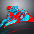 Futuristic Sci Fi Mechanical Red And Blue Design With Detailed Structures And Components 3d model